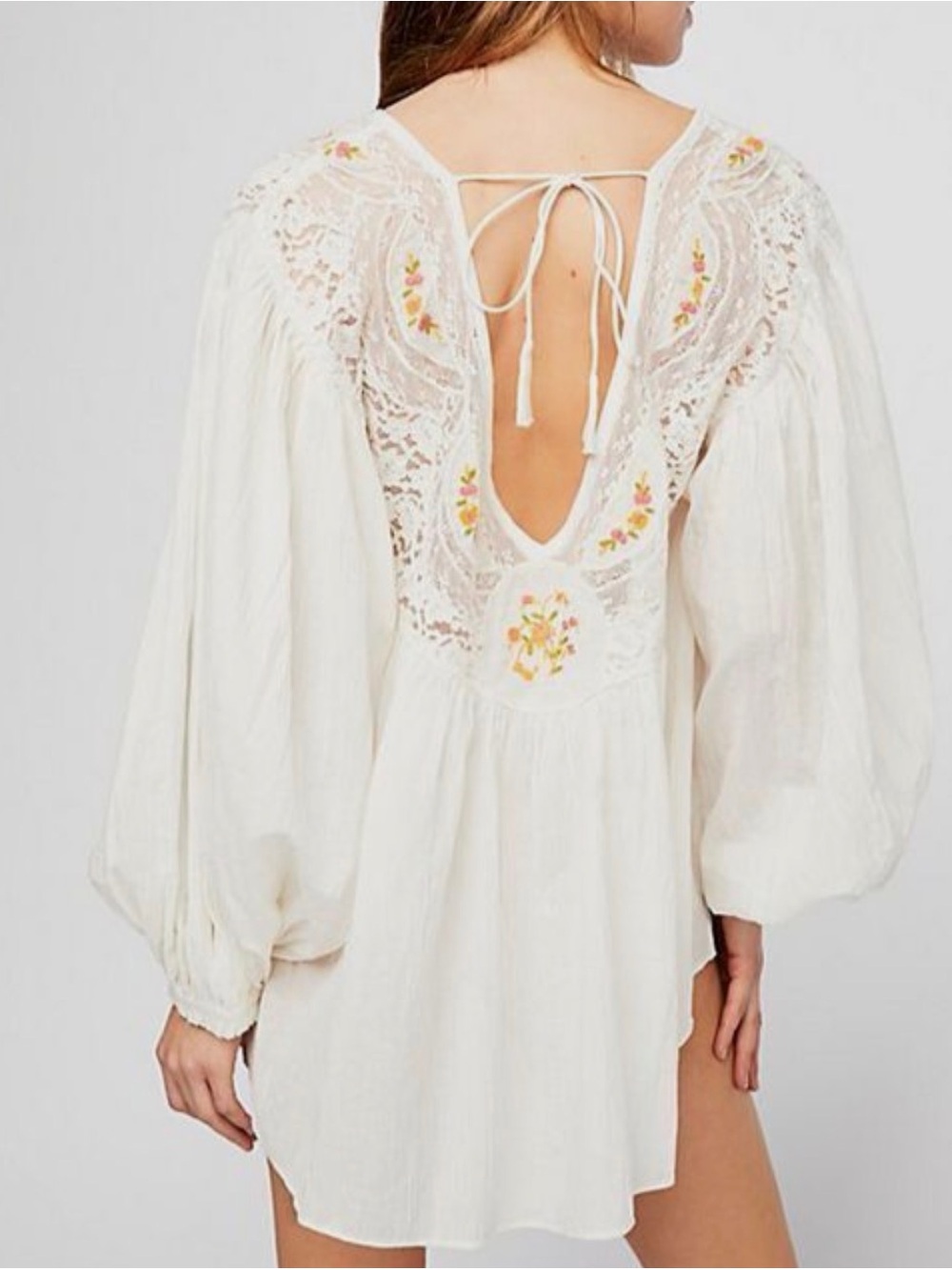 Free People "Secret Garden" Embroidered Boho Blouse